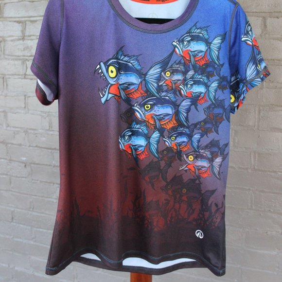 INKnBURN 2XL (12-14) PIRANHA TECH SHIRT SS Running Top NWOT! - Picture 5 of 14